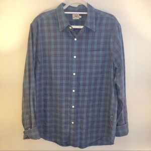 Faherty Everyday Shirt - Green and Blue Plaid - XL